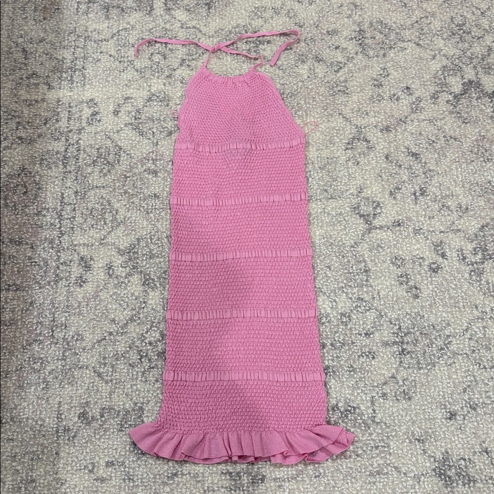 ZARA NWT Pink Halter Dress SIZE: MEDIUM